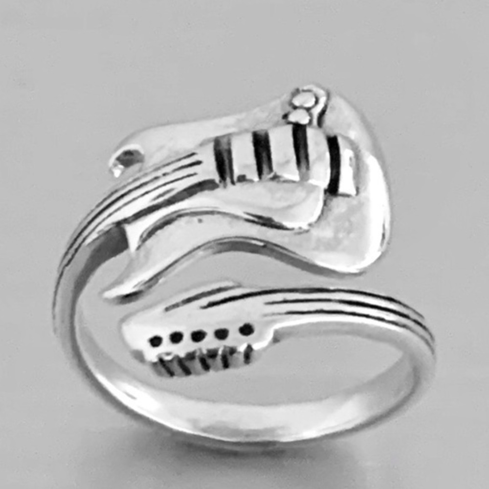NEW🎸 Silver Guitar Ring adjustable open size